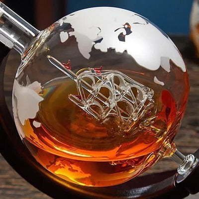 Decantador de whisky con forma de globo de vidrio de borosilicato