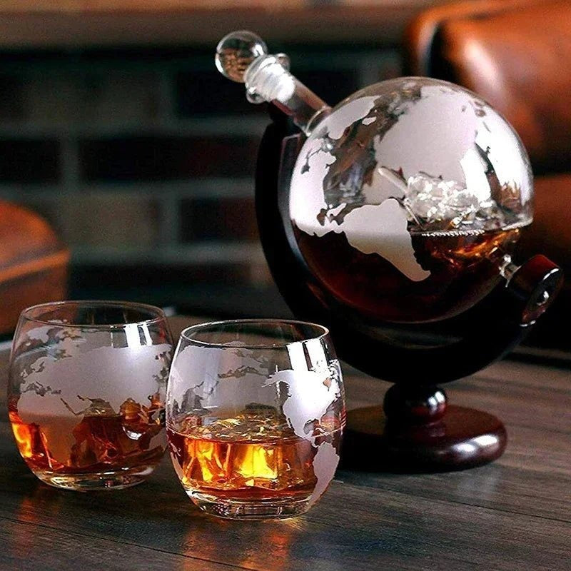 Decantador de whisky con forma de globo de vidrio de borosilicato