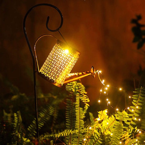Regadera decorativa para jardín con luz LED solar