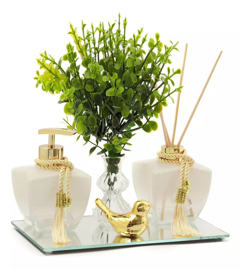 Kit completo de lavabo decorativo con bandeja