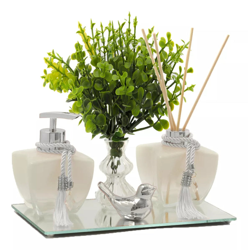 Kit completo de lavabo decorativo con bandeja