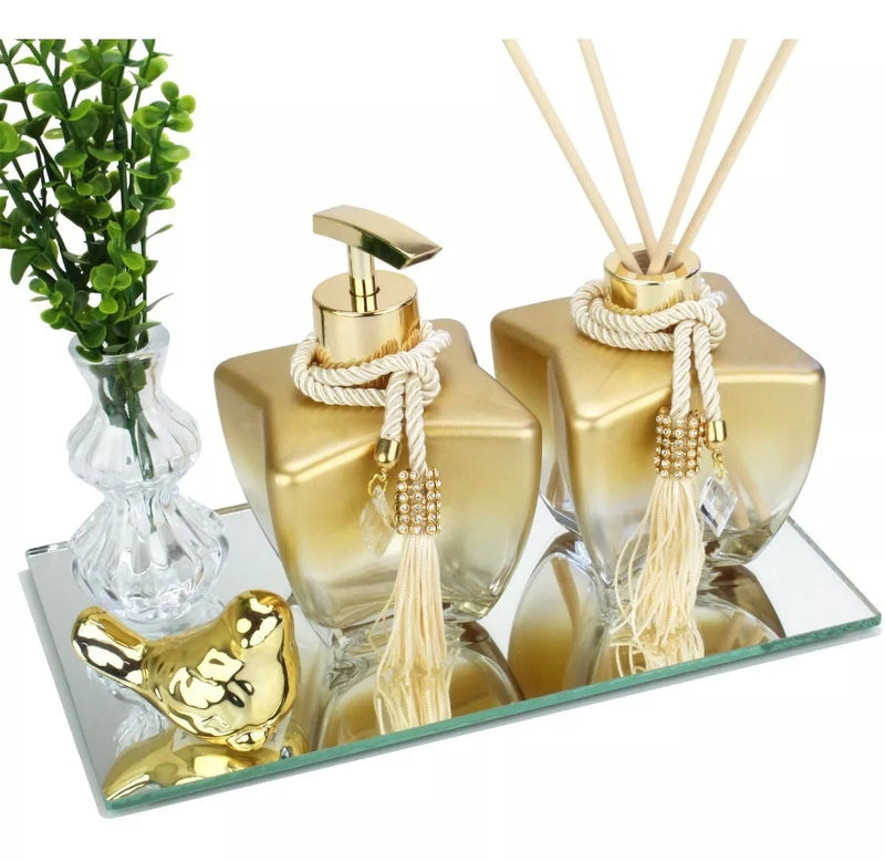 Kit completo de lavabo decorativo con bandeja