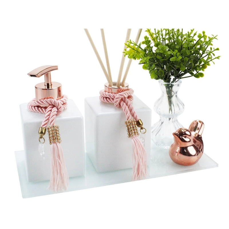 Kit completo de lavabo decorativo con bandeja
