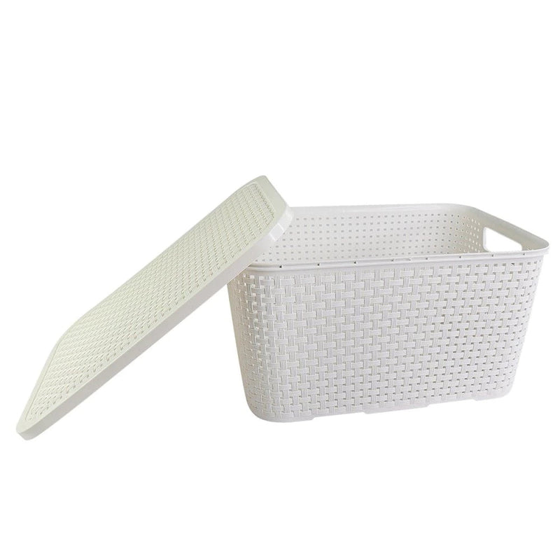 Kit con 4 cajas organizadoras de ratán de 20L con tapa