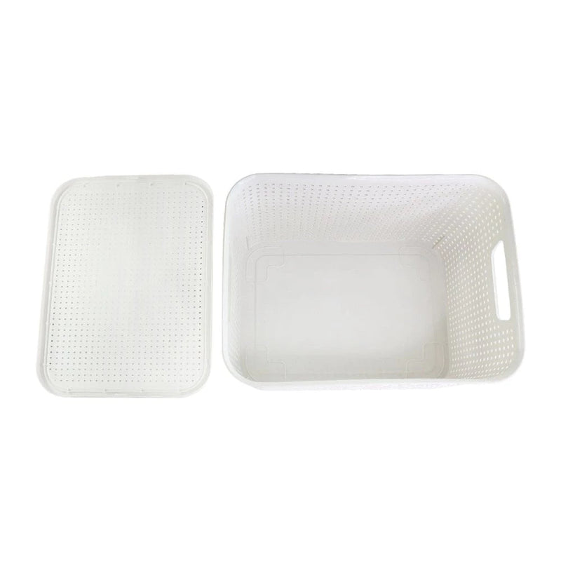 Kit con 4 cajas organizadoras de ratán de 20L con tapa