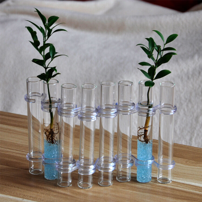 Jarrón de vidrio transparente ajustable para decoración
